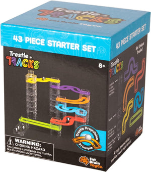 Fat Brain Toys Trestle Tracks Starter Set - 43-Piece Modular Marble Run, Ages 8+