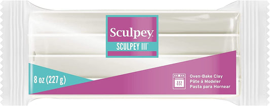 Sculpey III Polymer Oven-Bake Clay, Pearl, Non Toxic, 8 oz. bar, great for modeling, sculpting, holiday, DIY, mixed media and school projects. Perfect for kids and beginners!
