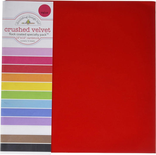 DOODLEBUG SPVP-3843 Specialty Cardstock, 12 by 12-Inch, Flocked Crushed Velvet, 12-Pack