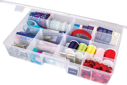 ArtBin 4006AB Medium Solutions Box with Dividers, Art & Craft Organizer, [1] Plastic Storage Case, Clear