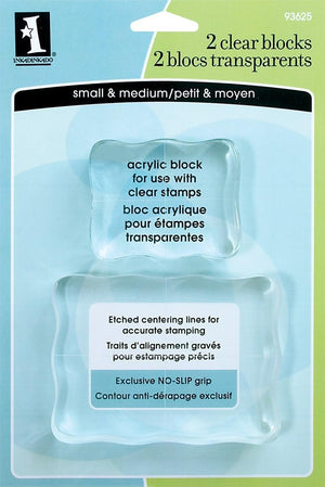 Acrylic Mounting Blocks for Clear Stamps, 2pc, 3.7'' W x 2.7'' L and 2.4'' W x 2'' L (New Version)