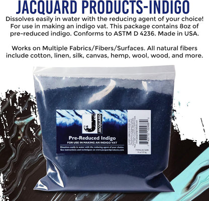 Jacquard Indigo Dye - 8 Oz Pre Reduced Indigo - Create Your Own Shibori Bag, Indigo Macrame, Indigo Dye Pillow, and More - Blue Dye Fabric