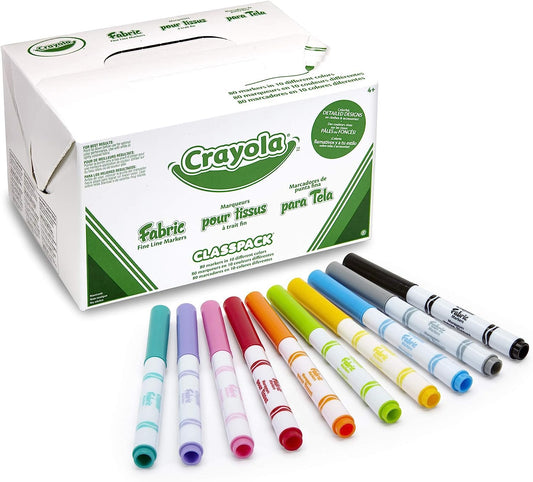 Crayola Fabric Marker Classpack, Ten Assorted Colors, 80/Box
