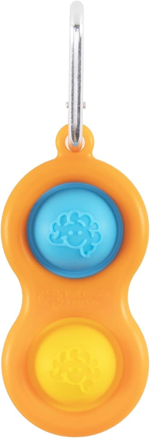 Fat Brain Toys Simpl Dimpl Bright Colors - Orange - Popping Fidget Keychain, Kids & Adults