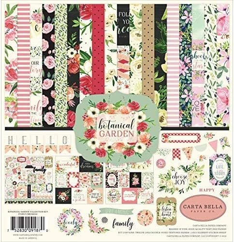 Carta Bella Paper Company Botanical Garden Collection Kit paper, pink, green, black, red, cream