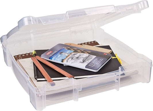 ArtBin 6912AB Essentials One-Compartment 12" x 12" Box, Art & Craft Organizer, [1] Plastic Storage Case, Clear, 14.125" x 13.625" x 3"