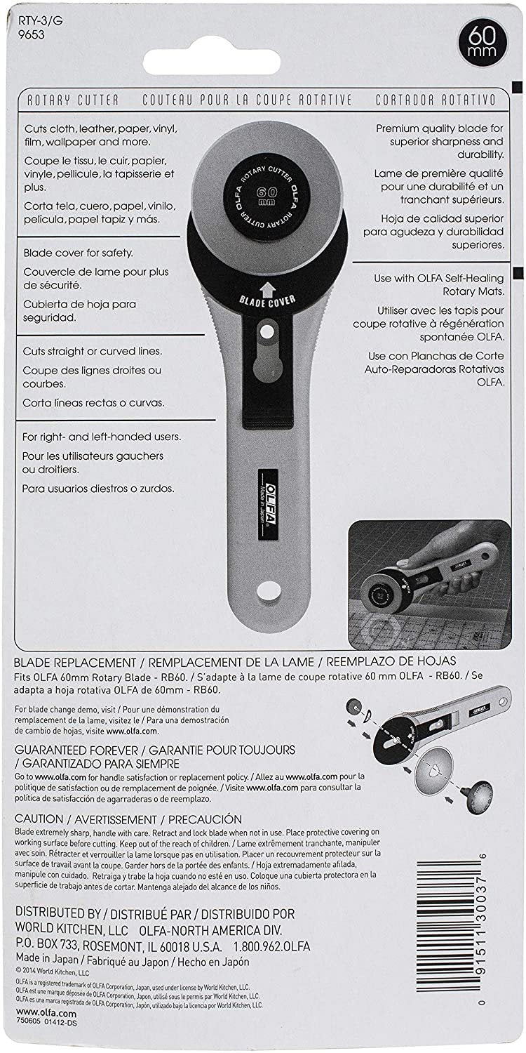 OLFA RTY-3/G 60mm Straight Handle Rotary Cutter