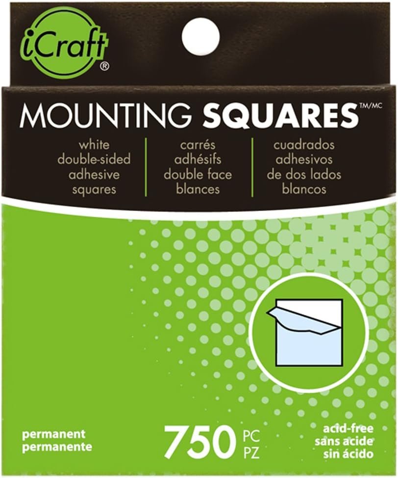 iCraft Mounting Squares Permanent Adhesive, 750 Count, 1/2 Inch, White