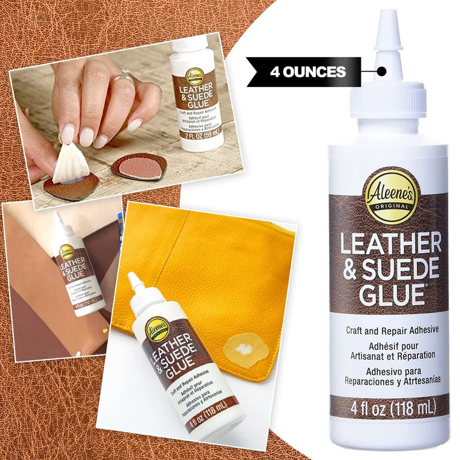 Leather Glue Adhesive - Aleenes Leather Fabric Glue for Patches, Upholstery, Tears, Canvas, Clothing, 3 Pack Burnishing Tool for Leather