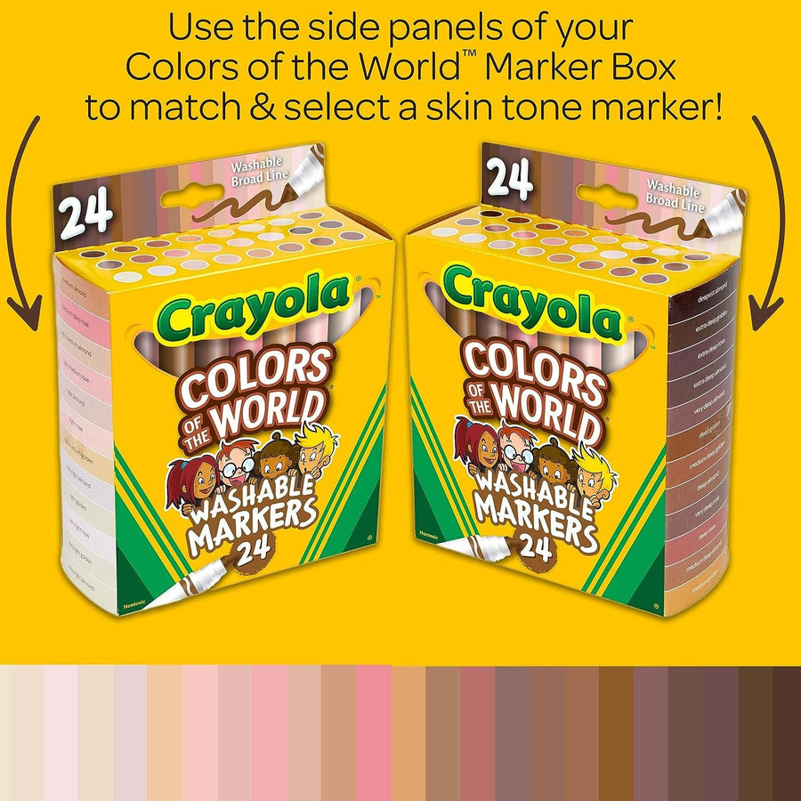 Crayola Colors of The World Skin Tone Markers, Classroom Supplies, Gift for Kids, 24 Count (Styles Vary)