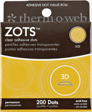 Thermoweb Zots Clear Memory Adhesive Dots, 3-D, 200 per Pack - 3 Packs