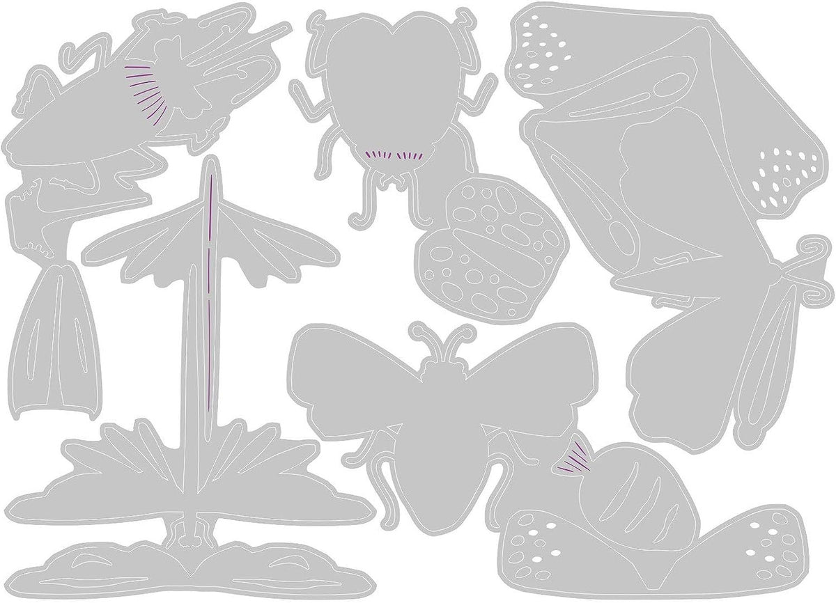 Sizzix Thinlits Die Set 5PK Funky Insects by Tim Holtz, 665364, Multicolor