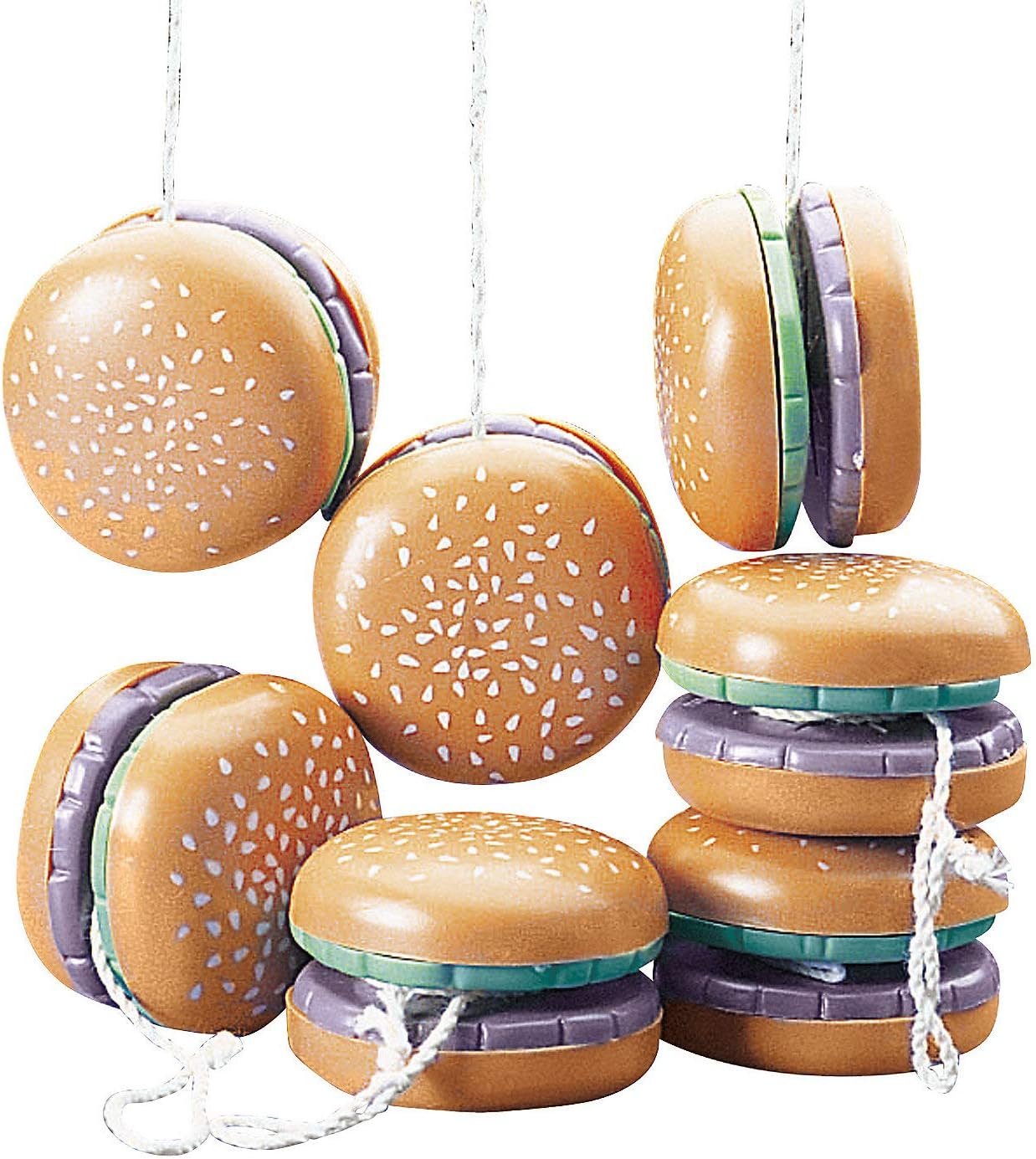 Hamburger Yo Yo Toys (Set of 12) Birthday and Burger Party Favors and Giveaways