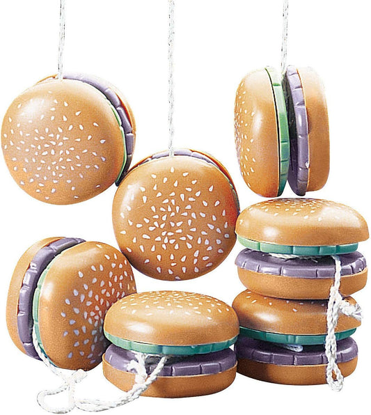 Hamburger Yo Yo Toys (Set of 12) Birthday and Burger Party Favors and Giveaways