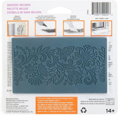 Sculpey Tools Flexible Oven Safe Silicone Lace Mold Great for jewelry making and all types of craft projects. Use with oven bake clay, Liquid Sculpey and resin.