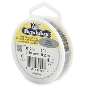 Beadalon 19 Strand Stainless Steel Bead Stringing Wire, 012 in / 0.30 mm, Bright, 30 ft / 9.2 m