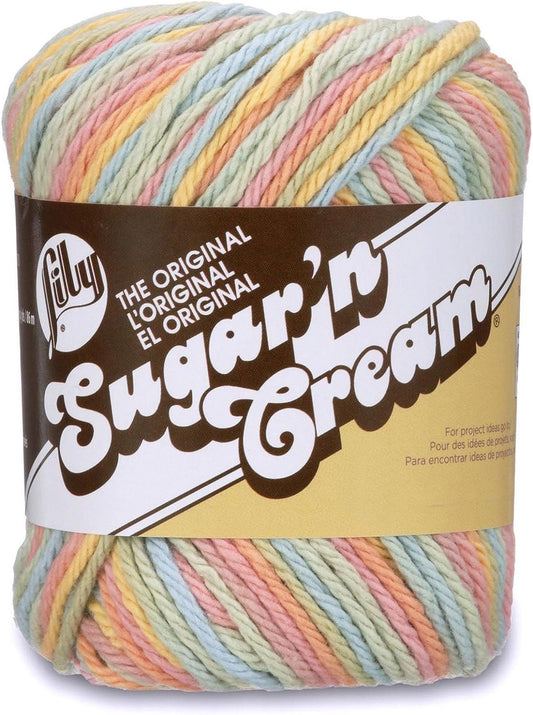 Lily Sugar 'N Cream The Original Ombre Yarn, 2oz, Gauge 4 Medium, 100% Cotton, Butter Cream - Machine Wash & Dry