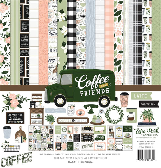 Echo Park Paper Company Coffee & Friends Collection Kit Paper, 12-x-12-inch