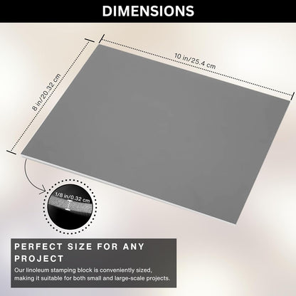 Linoleum Blocks for Printmaking - Printmaking Supplies from Pixiss - Linocut Rubber Stamps (12 Pack) 8"x10"x1/8" - Stamp Block for Stamp Making Kit - Linoleum Block Printing Kit for Relief Printing