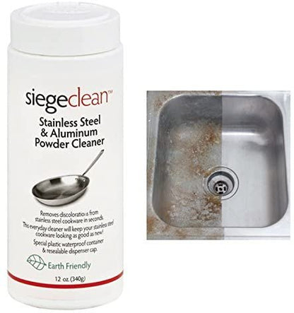 Siege Clean Stainless Steel Aluminum Powder Cleaner Polish Sink Shine Pan 12Oz