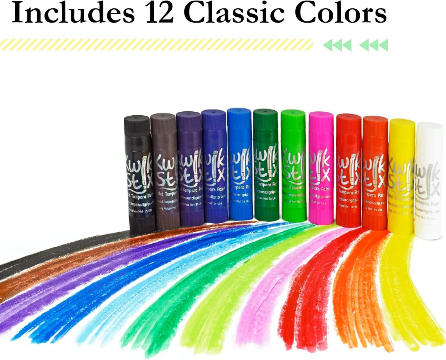 The Pencil Grip Kwik Stix Paint Pens, Solid Tempera Paint Pens, Paint Sticks, Super Quick Drying TPG-602, 12 Count (Pack of 1)