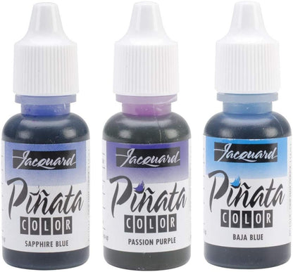 Jacquard Alcohol Inks 3 Pack Bundle, Sapphire Blue, Baja Blue and Passion Purple and 10X Pixiss Ink Blending Tools