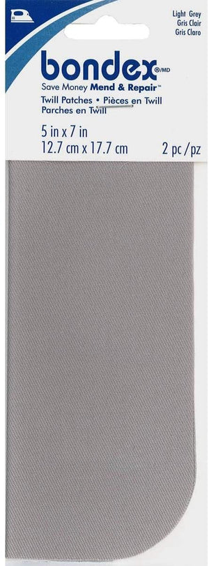 Bondex Iron-On Patches 5x7" 2/Pkg.-Light Grey