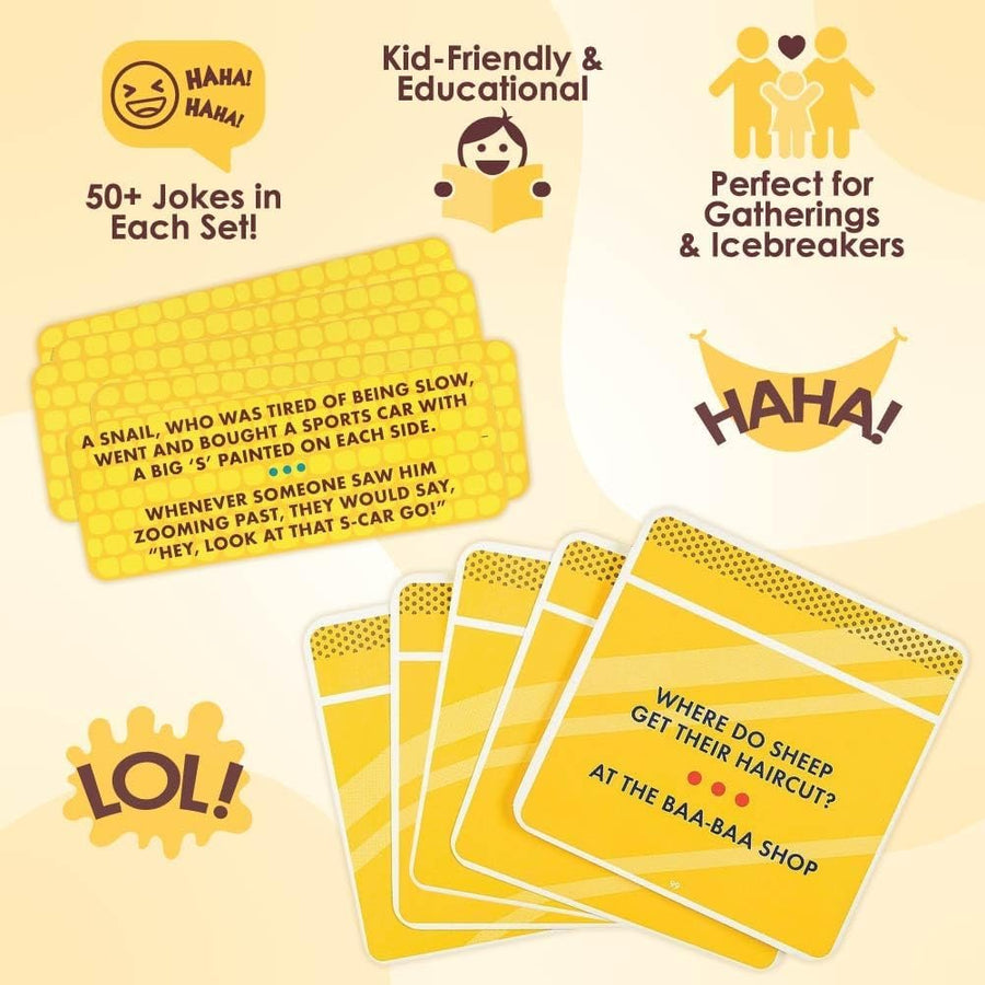 Cheesy Jokes and Corny Jokes - Dad Joke Lunchbox Joke Cards – Perfect Gag Gifts for Kids & Adults, Funny Prank Gifts for Men & Women, Unique Christmas & Halloween Gag Gifts and Word Teasers