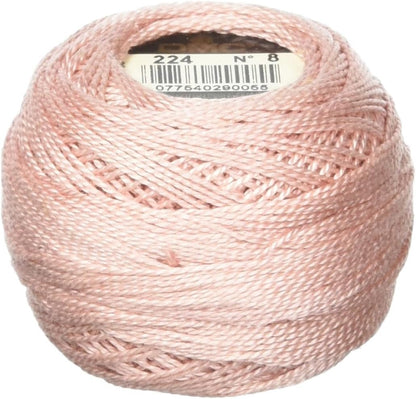 DMC 116 8-224 Pearl Cotton Thread Balls, Very Light Shell Pink, Size 8