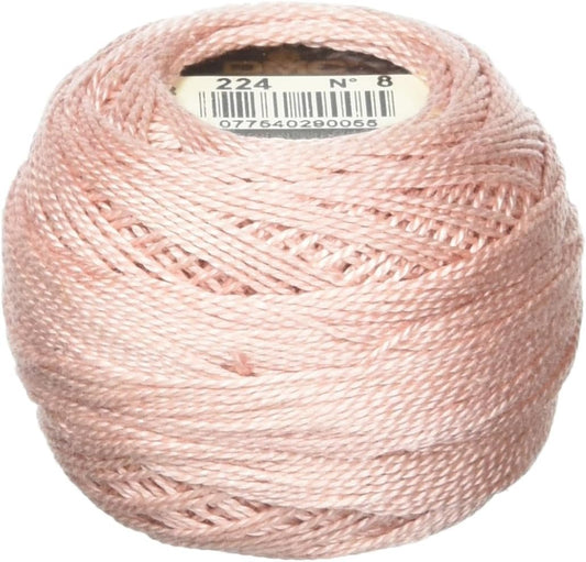 DMC 116 8-224 Pearl Cotton Thread Balls, Very Light Shell Pink, Size 8