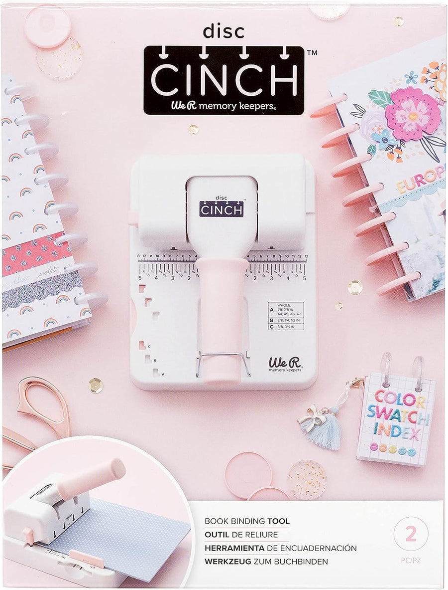 We R Memory Keepers, Circle Cinch Book Binding Machine, Pink, Easy to Use Design, Compatible with Disc Binding, Make Professional Books, Notebooks, Journals, Calendars and More