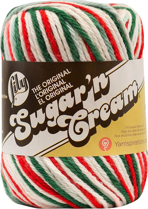 Lily Sugar 'N Cream The Original Ombre Yarn, 2oz, Gauge 4 Medium, 100% Cotton, Mistletoe - Machine Wash & Dry