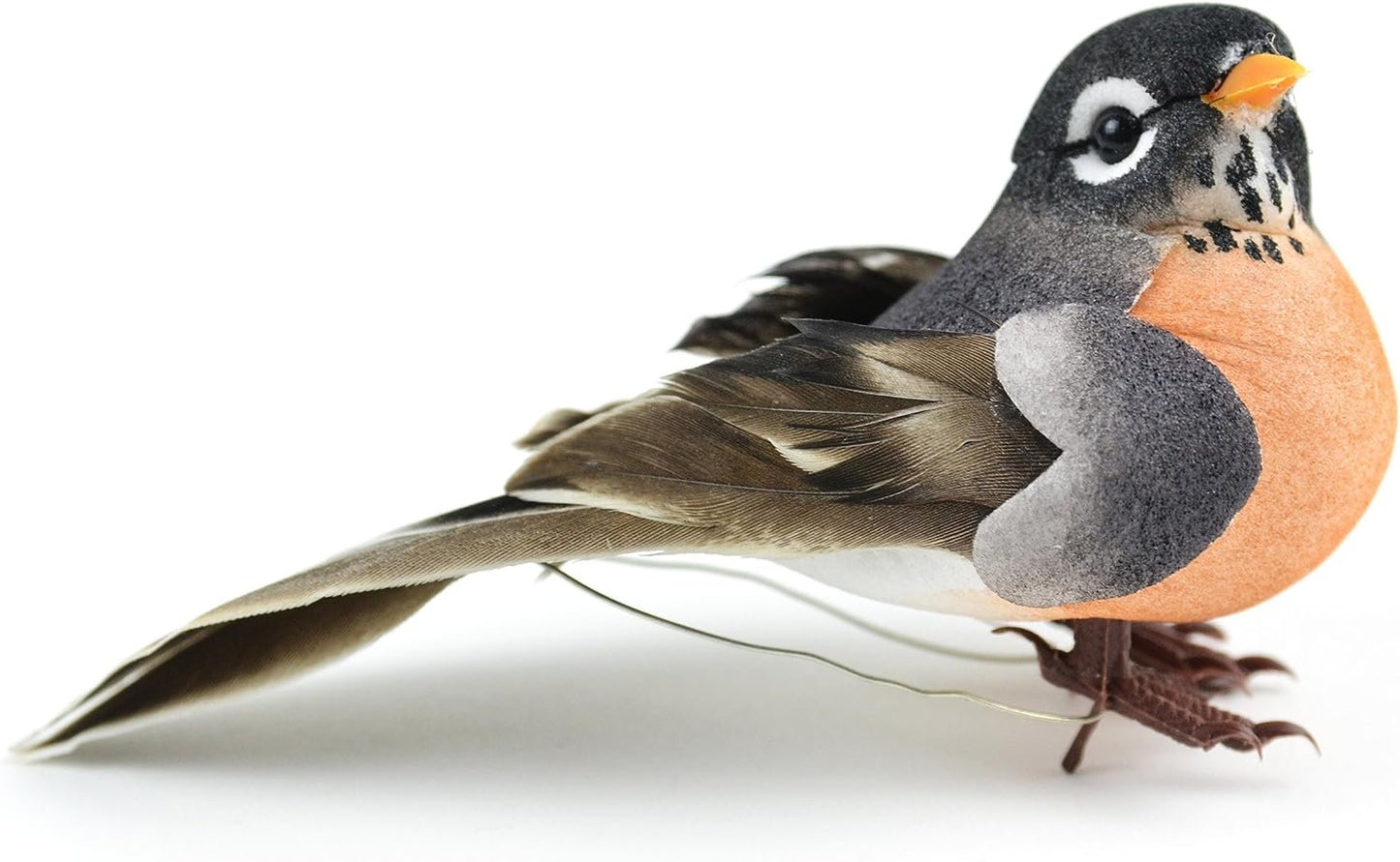 Touch of Nature 1-Piece Mushroom/Feather American Robin on Clip for Arts and Crafts, 4-Inch, Natural