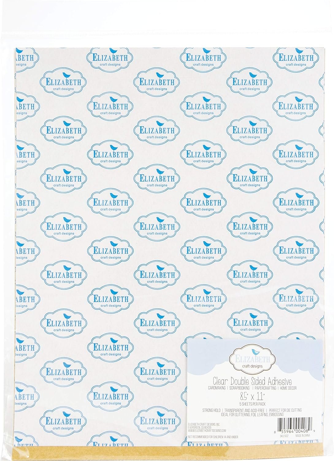 Elizabeth Craft Designs Clear Double-Sided Adhesive, 8.5 by 11-Inch, 5-Pack