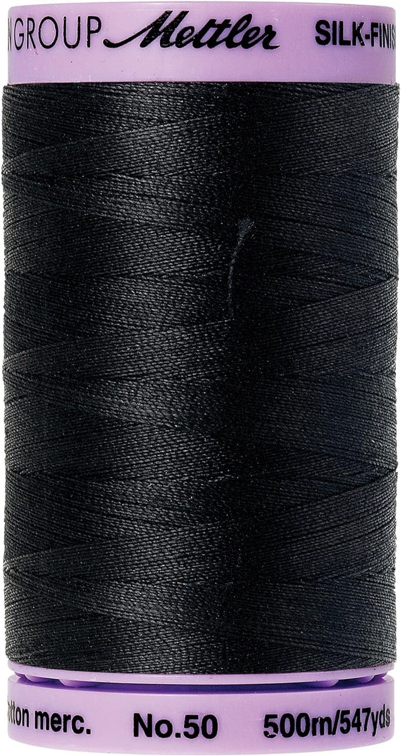 Mettler Silk-Finish Solid Cotton Thread, 547 yd/500m, Black