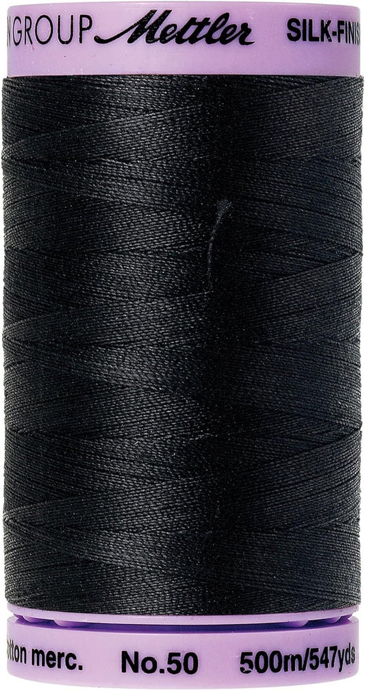 Mettler Silk-Finish Solid Cotton Thread, 547 yd/500m, Black
