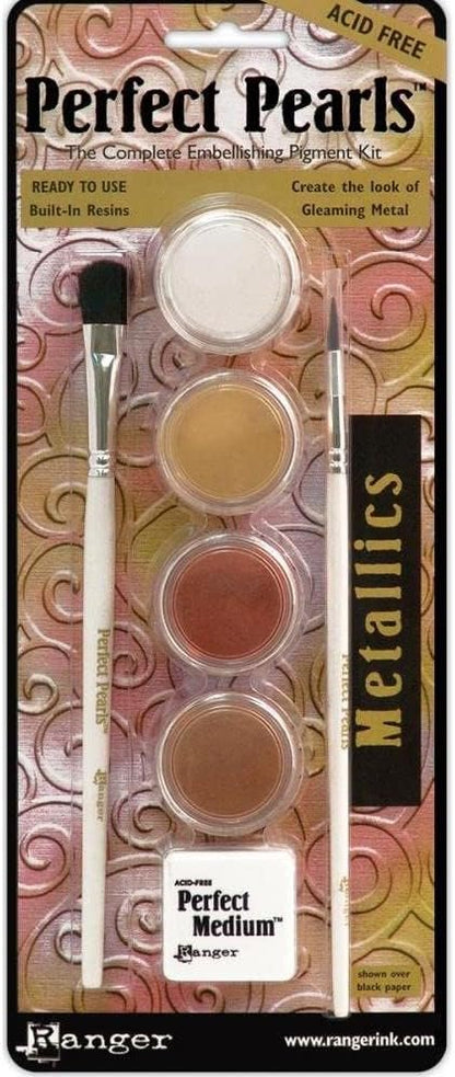 Ranger Perfect Pearls Kit 1 Metallics, Kit 2 Jewels and 3 Aged Patina, Bundle of Items (PPP-KIT 15963, 16007, 21803)