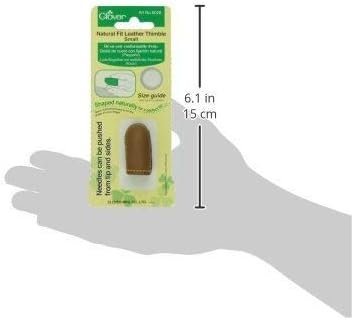 Clover Natural Fit Leather Thimble Small, Lt. Brown