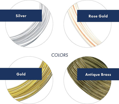 Beadalon Remembrance Stainless Steel Memory Wire, Round, Necklace, XLarge, Bright, 8 oz, Approx. 248 coils