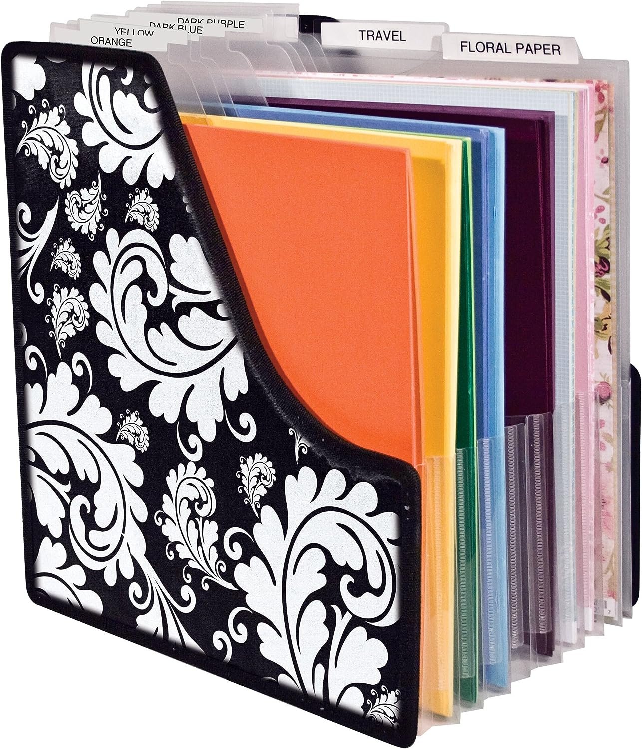Storage Studios Projections Paper Holder with 10 Expandable Sections, 14.625 x 9 x 14.25 Inches, Black and White (CH92650)