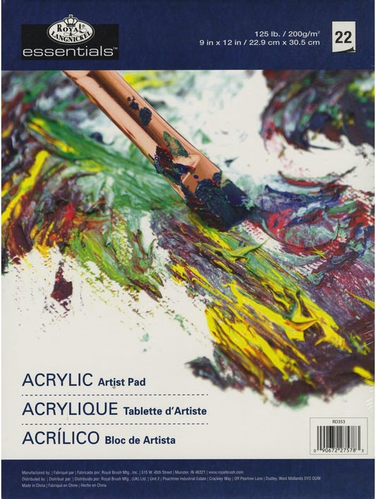 Royal Brush Royal Langnickel 22-Sheet Oil and Acrylic Essentials Artist Paper Pad, 9-Inch by 12-Inch