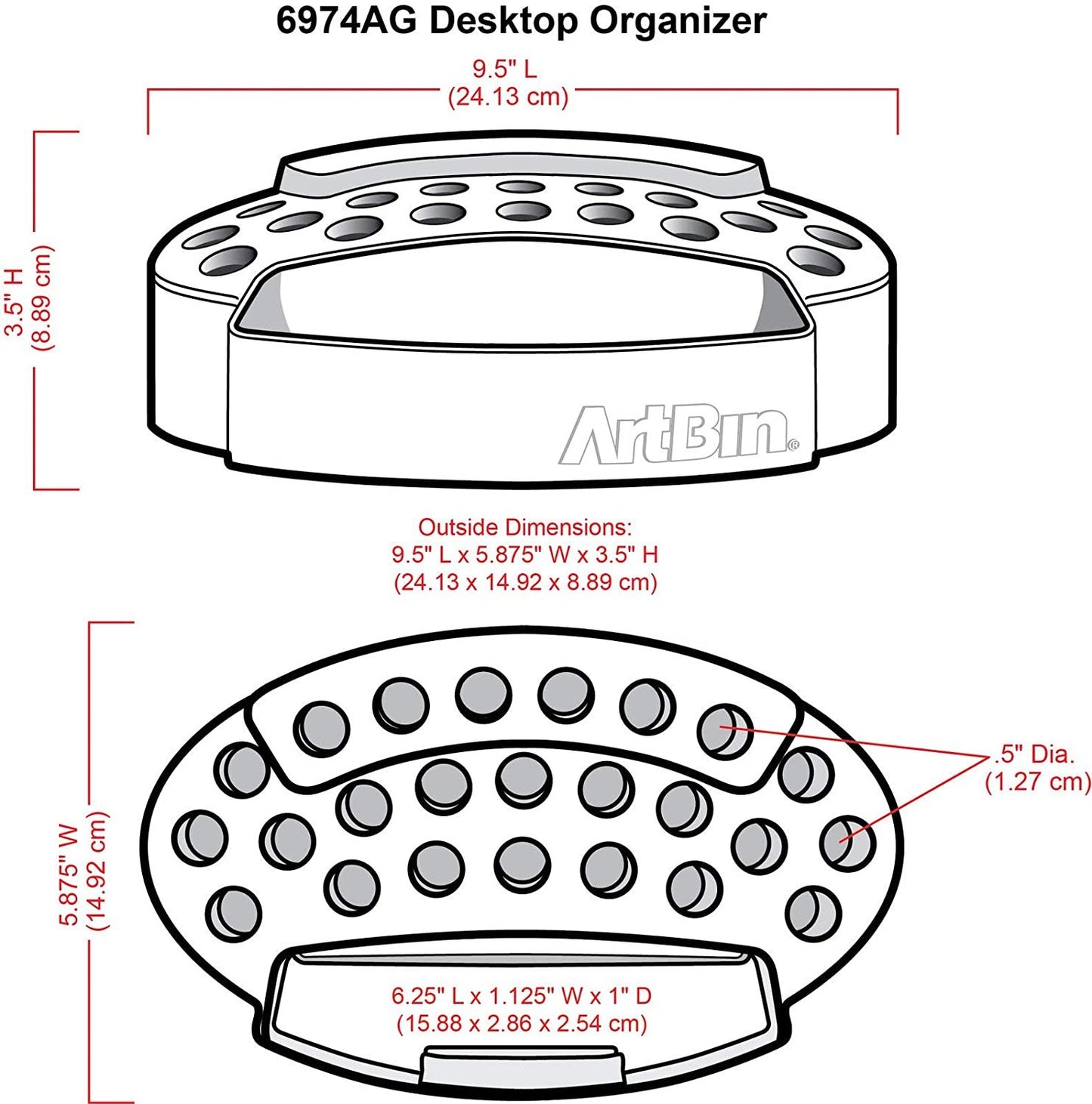 ArtBin 6974AG Desktop Accessory Storage with 24 Slots, [1] Art & Craft Organizer, White