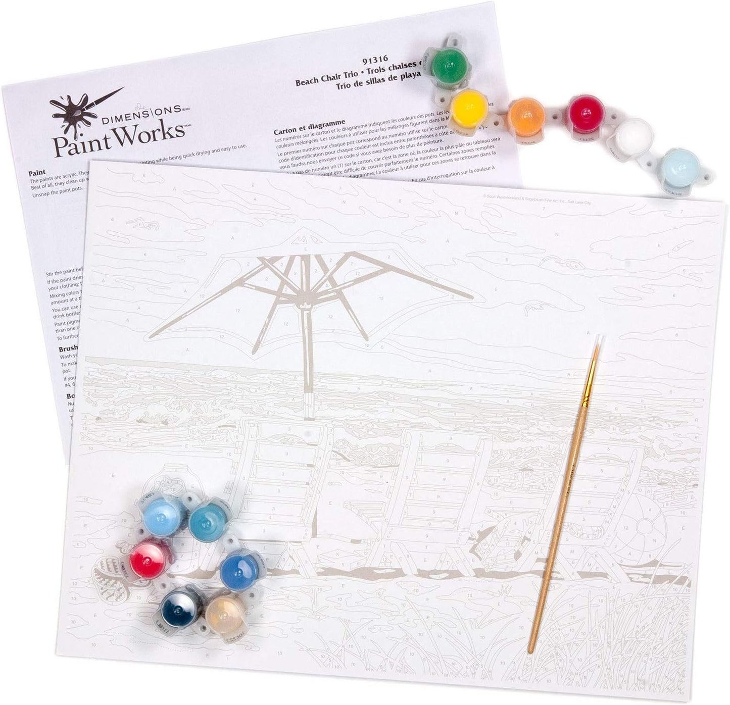 Dimensions Beach Chair Trio Paint by Numbers for Adults, 14'' W x 11'' L