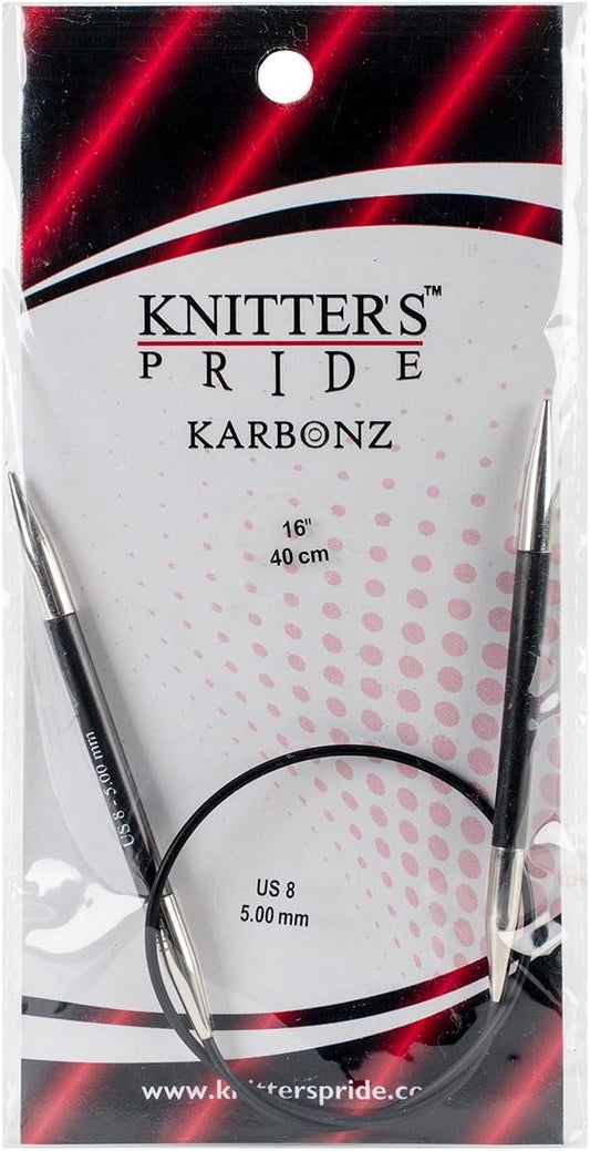 Knitter's Pride-Karbonz Fixed Circular Needles 16", Size 8/5mm