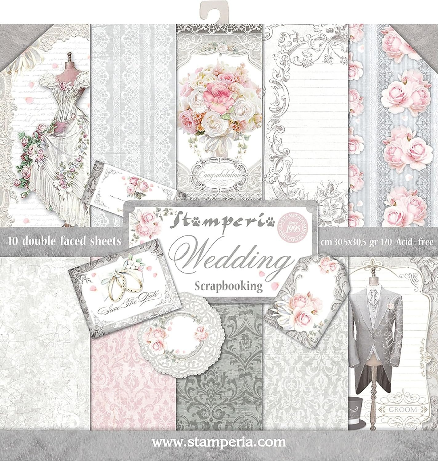 Stamperia Intl Wedding Double Sided Paper Pad (10/Pack), 12" x 12"