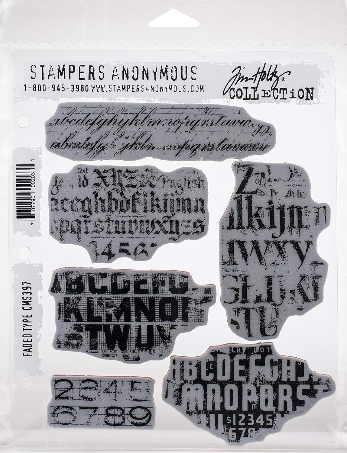 Stampers Anonymous CLING RBBR STAMP SET FADED TYPE