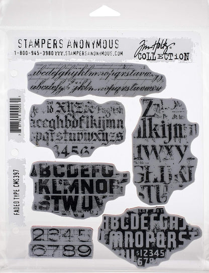 Stampers Anonymous CLING RBBR STAMP SET FADED TYPE