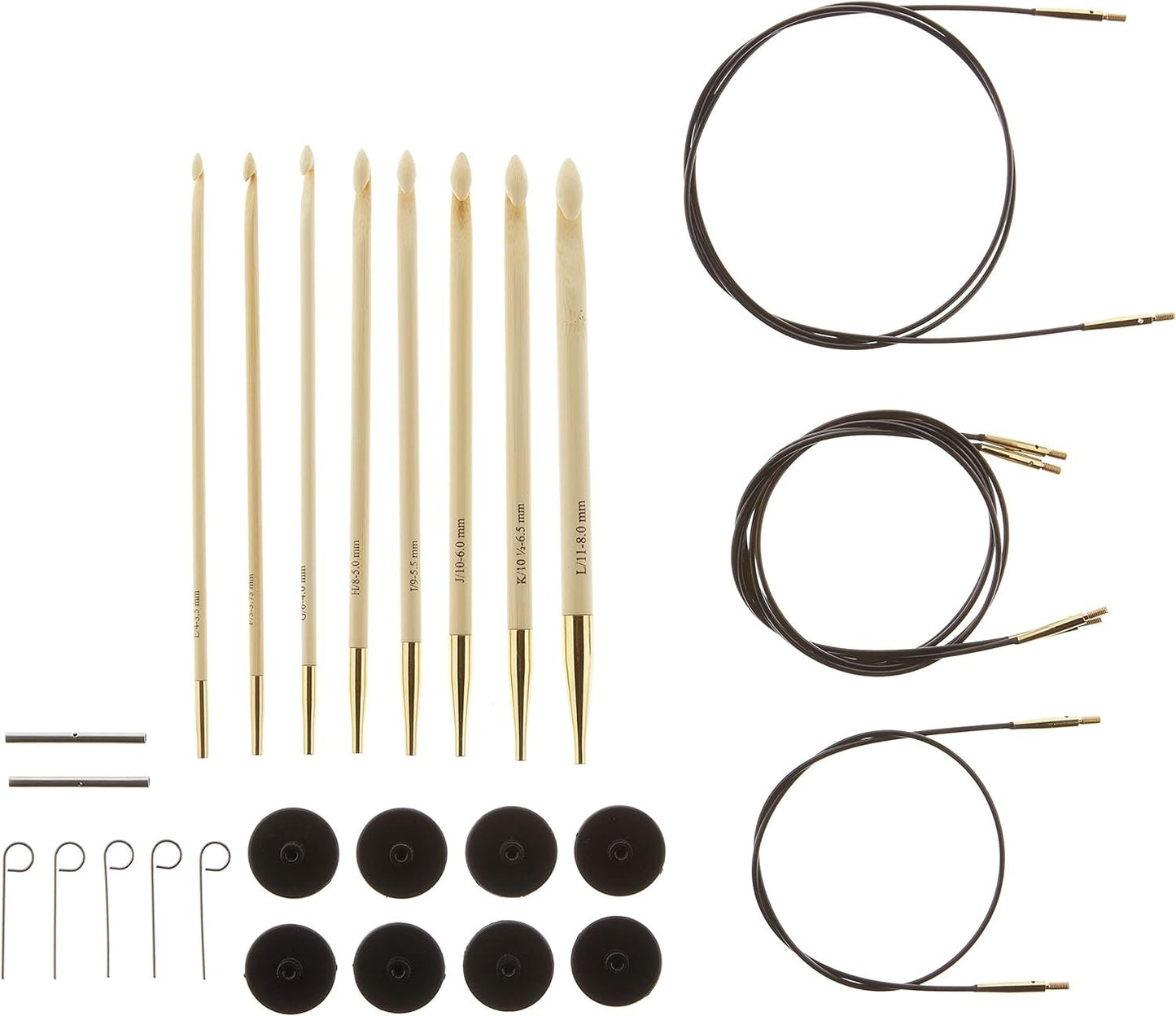 Knitter's Pride KP900586 Bamboo Interchangeable Tunisian Crochet Hook Set , Green