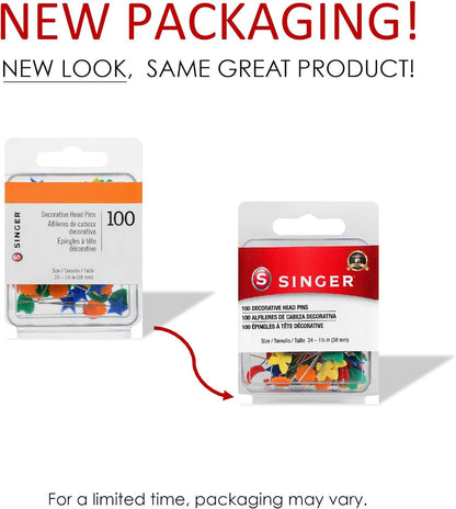SINGER 00359 Decorative Head Straight Pins, 100-Count