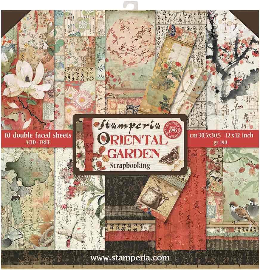 Stamperia International KFT Paper Sheets - Oriental Garden, 30.5 x 30.5 (12" x 12"), Multicoloured